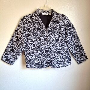 New Directions Womens Long Sleeve Large Collared Shirt Jacket Black Gray